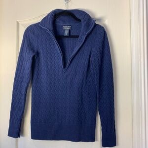 Polo Jeans Company Ralph Lauren Vintage Blue Half‑Zip Cable Knit Sweater S  Y2K‎
